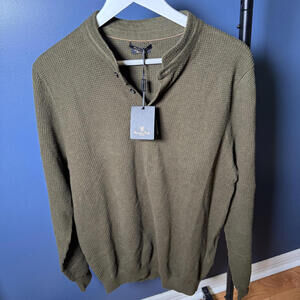 Massimo Dutti Cotton Cashmere Waffle Knit Henley Sweater NWT XXL